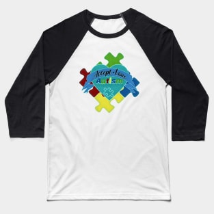 Autism Awareness Puzzle and Heart Design Baseball T-Shirt